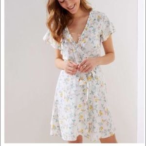 LOFT white floral wrap dress